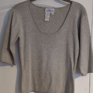 Shimmering Silver Women's Scoop Neck Sweater